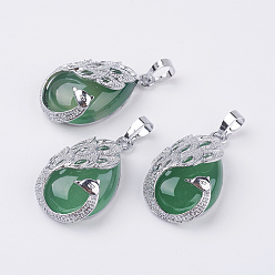 Натуральный Агат Природные подвески агат, с латунной найти, слезинка с павлина, платина, 33x20x10.5 мм, отверстие : 5x6.5 мм