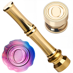 Letter O 1Золотистые латунные штампы с восковыми печатями и ручками в форме бамбуковых палочек, для изготовления поздравительных открыток, Письмо O, 74.5x15 мм