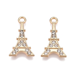 Кристалл Стойки подвески обшивки сплава, со стразами, Эйфелева башня, кристалл, 21.5x12.5x2 мм, отверстие : 2 мм
