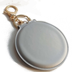 Темно-Серый Зеркальные брелки из искусственной кожи, плоско-круглые, темно-серый, 8 см
