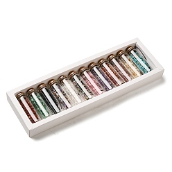 Смешанные камни Украшение бутылки желаний прозрачное стекло, балансировка драгоценных камней викка, с натуральными смешанными бусинами из драгоценных камней, с дрейфовыми чипами внутри, 75x22 мм, 12 шт / комплект