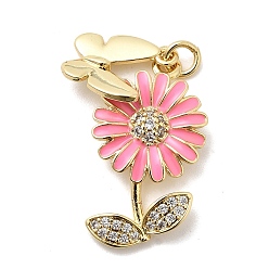 Настоящее золото 18K Латунные микро проложить кубического циркония подвески, бабочка с цветочными подвесками, с эмалью, долговечный, стойки покрытие, без свинца и без кадмия, с целью перехода в кольце, реальный 18 k позолоченный, 20x13x4 mm и 12x11x2 mm