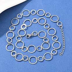 Нержавеющая Сталь Цвет 304 ожерелья из цепочек с кольцами из нержавеющей стали 6мм и 10мм, не тускнеет, цвет нержавеющей стали, 17.72 дюйм (45 см)