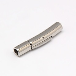 Stainless Steel Color Tarnish Resistant 304 Stainless Steel Bayonet Clasps, Stainless Steel Color, 26.5x5mm, Hole: 2.8mm