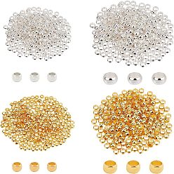 Golden & Silver Brass Crimp Beads, Disc, Golden & Silver, 1200pcs/box