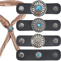 Mixed Shapes 4шт. 4 модели из искусственной кожи с зажимами для шарфа из сплава, разнообразные, 80x19.5~30x6~11 мм, 1 шт / стиль