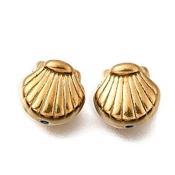 Настоящее золото 18K 304 из нержавеющей стали бусы, ионное покрытие (ip), формы раковины, реальный 18 k позолоченный, 6.5x7x4.5 мм, отверстие : 0.8 мм