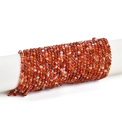 Темно-Красный Натуральные полосатые агатовые бусы, окрашенная и подогревом, граненые, круглые, темно-красный, 3 мм, отверстие : 0.6 мм, около 111 шт / нитка, 15.35'' (39 см)