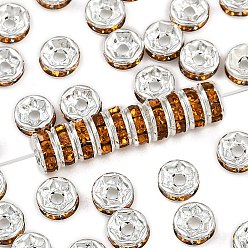 Топаз Латунь марки А горный хрусталь Spacer бисер, прямой фланец, рондель, серебряные, топаз, 6 мм, отверстие : 1 мм