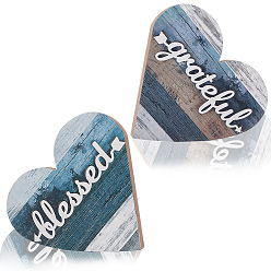 Синий 2шт. настольная композиция из древесноволокнистой плиты в форме сердца, украшение стола для гостиной, кухни и столовой дома, синие, 164x174x15.5 мм