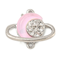 Pink Подвески из сплава и смолы, платина, планета прелести со звездой, розовые, 16x19x4 мм, отверстие : 1.2 мм
