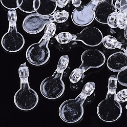 Прозрачный Прозрачные как пластиковые заготовки для подвесок, выводы для волос, для аксессуаров для резинки для волос своими руками, плоско-круглые, прозрачные, 16x8x5.5 мм, отверстия: 2 мм, около 5000 шт / мешок