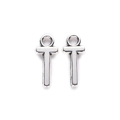 Letter T Сплавочные подвески тибетского стиля, без кадмия и без свинца, letter.t, т: 16x7x2 мм, отверстие : 2 мм, Около 1960 шт / 1000 г