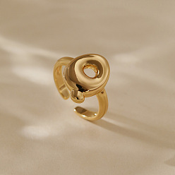 Letter Q Латунные кольца-манжеты для женщин, буквы, долговечный, золотые, Буква Q, внутренний диаметр: регулируемый