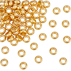Doré  70 pcs perles européennes en alliage de style tibétain, sans cadmium et sans plomb, rondelle, or, 10x6mm, Trou: 5mm