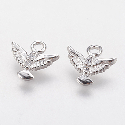 Платина Латунные микро проложить кубического циркония прелести, орел, платина, 8.5x9.5x1.5 мм, отверстие : 1.5 мм