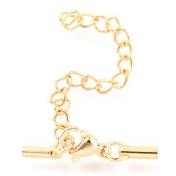 Золотой 304 удлинитель бордюрной цепи из нержавеющей стали, с концами шнура и защелками лобстера, золотые, 25 мм