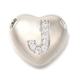 Letter J Стойка металлическая латунная микропрофилированная кубическая циркония подвески, без кадмия и без свинца, сердце с подвесками в виде буквы az, платина, буква J, 14.5x16x6 мм, отверстие : 3 мм