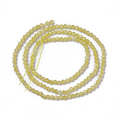 Yellow Cubic Zirconia Beads Strands, Faceted, Round, Yellow, 3x2.5~3mm, Hole: 0.3mm, about 114~141pcs/strand, 15.1~16.4 inch(38.4~41.8cm)