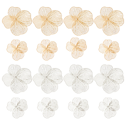 Platinum & Light Gold 16 шт. 4 стили железные колпачки для бусин, гравированные металлические украшения, цветок, платина и светлое золото, 36~50x36~50x1~1.2 мм, отверстие : 0.8~0.9 мм, 4 шт / стиль