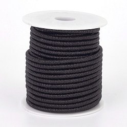 Black Polyester Metallic Cord, with Iron Chains Inside, Black, 4x3.5~4mm, about 18yards/roll