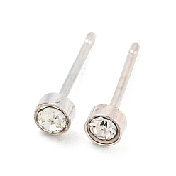 Прозрачный Серьги-гвоздики из латуни с микропаве и кубическим цирконием, покрытие стойки, без кадмия и без свинца, долговечный, плоско-круглые, прозрачные, 3 мм