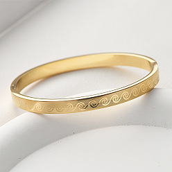 Золотой 304 Браслеты-кольца из нержавеющей стали с узором в виде завитков для женщин, золотые, внутренний диаметр: 2.36 дюйм (6 см)