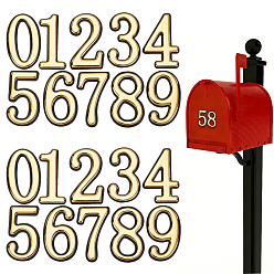 Gold 10Pcs ABS Plastic Stickers, Self-Adhesive Adhesive Label, Number, Gold, 111x176x3.5mm
