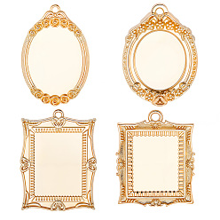 Mixed Shapes 4 шт. 4 стили латунный кулон с настройками кабошона, реальный 14 k позолоченный, долговечный, разнообразные, лоток : 19~25.5 мм, 33.5~36.5x25~27.5x3~5 мм, отверстие : 1.6~2.3 мм, 1 шт / стиль