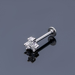 Цветок 316l серьги для хряща из хирургической нержавеющей стали с микропаве из прозрачного кубического циркония, цвет нержавеющей стали, ежедневные аксессуары для ушей, клевер, 10 мм