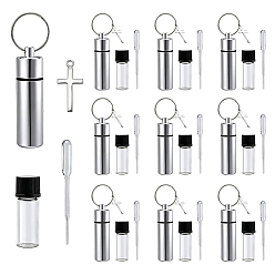 Platin Farbe Schmuck selber machen, 10 Stück Kunststoff-Tropfpipetten mit Graduierung, 10 Stück tragbare, kleine Mehrzweckboxen aus Aluminiumlegierung für den Außenbereich und 10 Stück Anhänger aus Zinklegierung, 10 Stück Glasflaschen-Perlenbehälter, Platin Farbe, 64x6 mm, Kapazität: 0.1 ml (0.00 fl. oz)