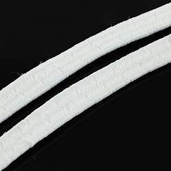 White Elastic Cord, with Fibre Outside and Rubber Inside, White, 5mm, about 109.36 yards(100m)/bundle