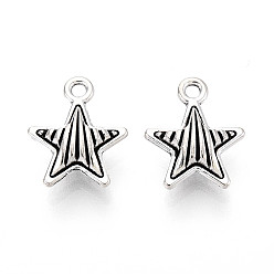 Античное Серебро Подвески из сплава в тибетском стиле, звезда, античное серебро, 14.5x12x5 мм, отверстие : 1.6 мм