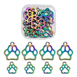 Rainbow Color 20 шт 2 подвески из сплава, без кадмия, без никеля и без свинца, отпечаток лапы, Радуга цветов, 13~19x11~16x1~1.5 мм, отверстие : 1.8~2 мм, 10 шт / стиль