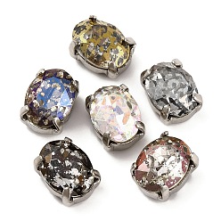 Платина Шить на горный хрусталь, многожильные звенья из стекла, хрусталя и стразов, с настройками латуни, аксессуары для одежды, граненые, овальные, платина, 8x6x4 мм, отверстие : 0.6 мм