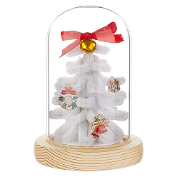 Blanc Navajo Couvercle de dôme en verre en arc, vitrine décorative, terrarium cloche cloche avec base en bois, navajo blanc, 93x130mm