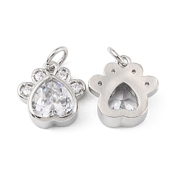 Платина Латунь с микропокрытием, без кадмия и без свинца, долговечный, с целью перехода в кольце, оберег в виде собачьей лапы, платина, 12x11.5x4.5 мм, отверстие : 3.2 мм