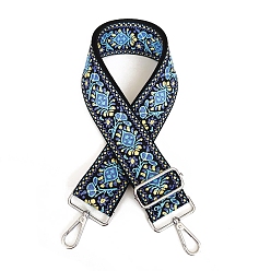 Bleu Ciel Clair Sangles de sac à fleurs en jacquard de polyester, avec fermoirs pivotants en alliage plaqué platine, lumière bleu ciel, 80~130x5 cm