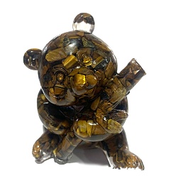 Тигровый глаз Смола панда дисплей украшение, с натуральными чипсами тигрового глаза внутри для украшения стола домашнего офиса, 65x65x85 мм