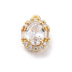 Oval Латунные микропаве прозрачные подвески с фианитом, без кадмия, без никеля и без свинца, смешанные формы, овальные, 14x9.5x6 мм, отверстие : 1.4 мм