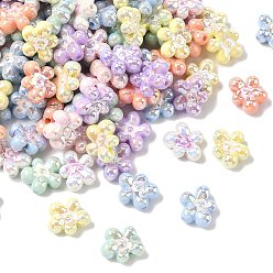 (52) Непрозрачная лаванда Непрозрачные акриловые бусины с УФ-покрытием, радужный, цветок, разноцветные, 15x17.5x7 мм, отверстие : 2 мм