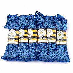 Морской Синий Полиэфирные ленты, форма волны, Marine Blue, 7~8 мм, 15 двор / пачка, 6 расслоения / мешок