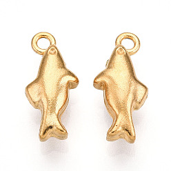 Настоящее золото 18K Ионное покрытие (ip) 304 подвеска из нержавеющей стали со стразами, рыба, реальный 18 k позолоченный, пригодный для стразов 0.7 мм, 13x6x4 мм, отверстие : 1.2 мм