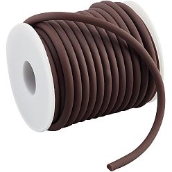 Saddle Brown 1 Roll PVC Tubular Solid Synthetic Rubber Cord, Wrapped Around White Plastic Spool, No Hole, Saddle Brown, 5mm, about 10.94 Yards(10m)/Roll