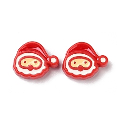 Santa Claus Рождественские украшения тематические непрозрачные акриловые бусины с эмалью, белые, Дед Мороз, 21.5x25x8.5 мм, отверстие : 3.5 мм