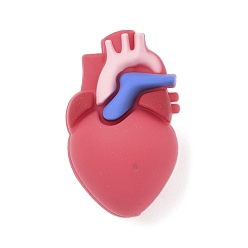 Бледно-Розовый Силиконовые бусины, фокусные бусы, сердце, розовый жемчуг, 30.5x18.5x16.5 мм, отверстие : 2 мм