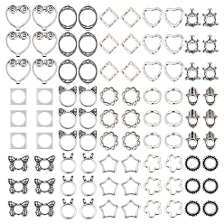 Античное Серебро 150шт 15 стили сплав бусины рамка, разнообразные, античное серебро, 11~20x11~20x2~3.5 мм, отверстие : 1~8 мм, 10 шт / стиль