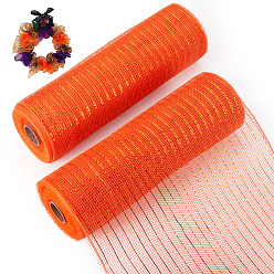 Темно-Оранжевый Деко сетчатые ленты, тюль ткань, с металлическим шелком, для украшения рождественской вечеринки, изготовление украшения юбок, темно-оранжевый, 10-1/4 дюйм (260 мм), 10 ярдов / рулон (9.14 м / рулон)