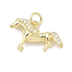 Настоящее золото 18K Латунные микро проложить кубического циркония подвески, лошади прелести, с целью перехода в кольце, без кадмия и без свинца, стойки покрытие, долговечный, реальный 18 k позолоченный, 13.5x21x5 мм, отверстие : 3.3 мм