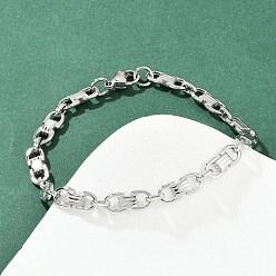 Нержавеющая Сталь Цвет 304 браслеты-цепочки из нержавеющей стали для женщин и мужчин, вакуумное покрытие pvd, овальные, цвет нержавеющей стали, 8-5/8 дюйм (21.8 см)